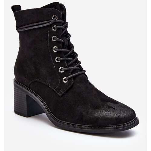Boto Women's Low Heel Lace-up Black Ankle Boots Serellia Cene