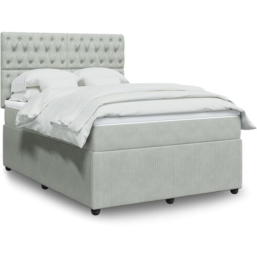 vidaXL Box spring postelja z vzmetnico svetlo siva 160x200 cm žamet Cene