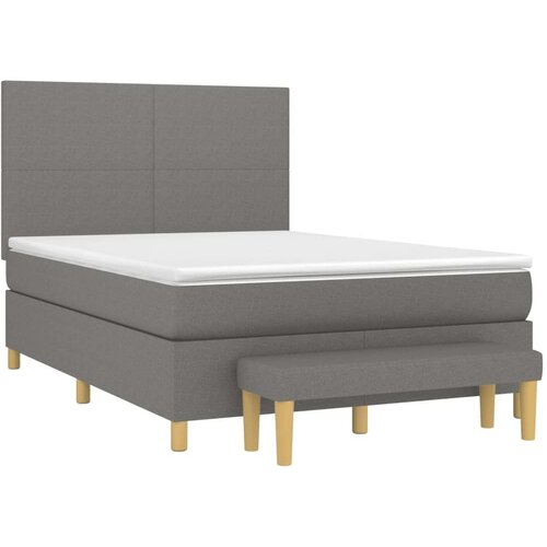  Krevet s oprugama i madracem tamnosivi 140x190 cm od tkanine Slike
