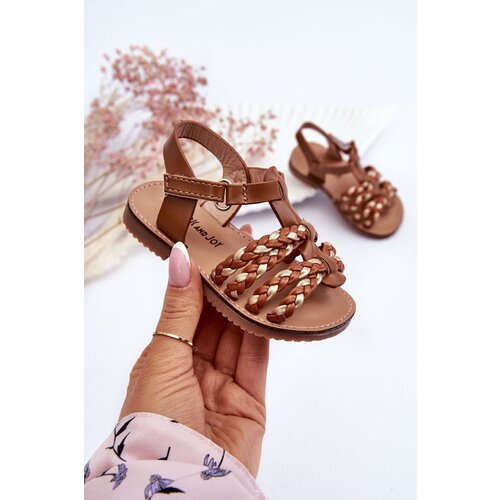Boto Children's Velcro Sandals With Stripes Brown Sammy Cene