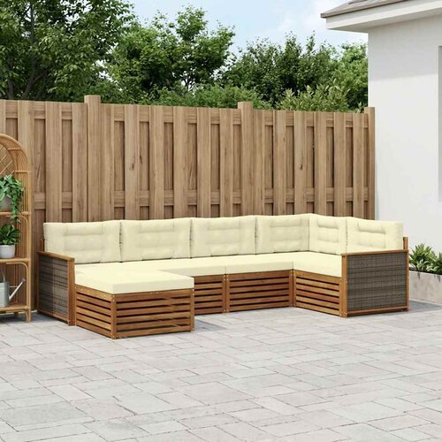  Set vanjskih sofa 6 kom. Prirodna i krem Smeđa Slike