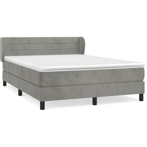 Maison Chic Box spring postelja - Vzmetna postelja z vzmetnico svetlo siva 140x200 cm žamet SL16251, (21895956) Cene