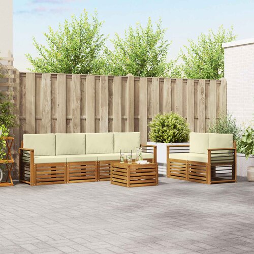  Set vanjskih sofa 7 kom. Prirodna i krem Čvrsto drvo akacije Cene