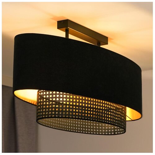  Duolla - Plafonski luster DOUBLE OVAL RATTAN 2xE27/15W/230V crna/ratan Cene
