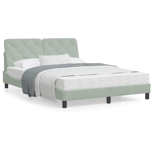 VidaXL Okvir za krevet s uzglavljem svjetlosivi 140x200 cm bar&amp;scaron;unasti Slike