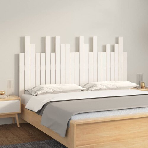 vidaXL Stensko posteljno vzglavje belo 146,5x3x80 cm trdna borovina Cene