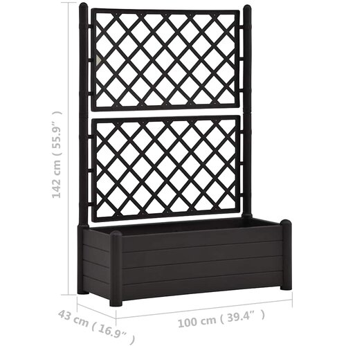 Vrtna sadilica s re&amp;scaron;etkom 100 x 43 x 142 cm PP antracit Slike