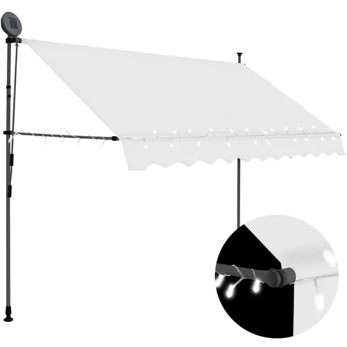 vidaXL Ročno zložljiva tenda z LED lučkami 300 cm krem, (20610668)
