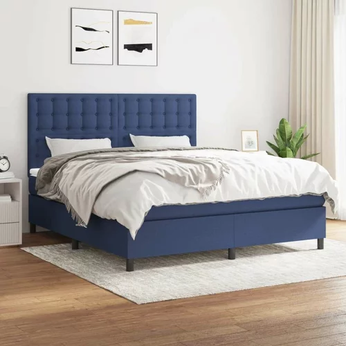  Box spring postelja z vzmetnico modra 160x200 cm blago, (20893852)