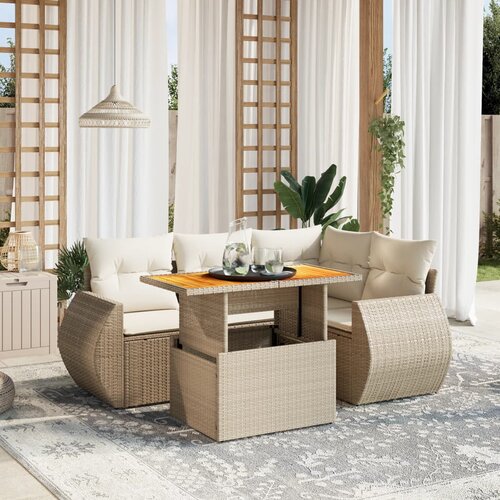 vidaXL 5-dijelni vrtni set sofa s jastucima bež od poliratana Cijene