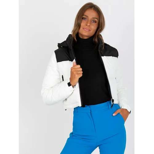 Fashion Hunters Black and white quilted winter jacket with pockets