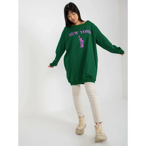 Fashion Hunters Dark green and purple long oversize sweatshirt