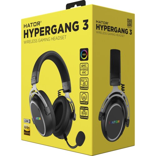 Hator Hypergang 3 Wireless Slu&amp;scaron;alice Bežično Obruč za glavu Igranje USB Type-C / USB Type-A Bluetooth Crno Slike