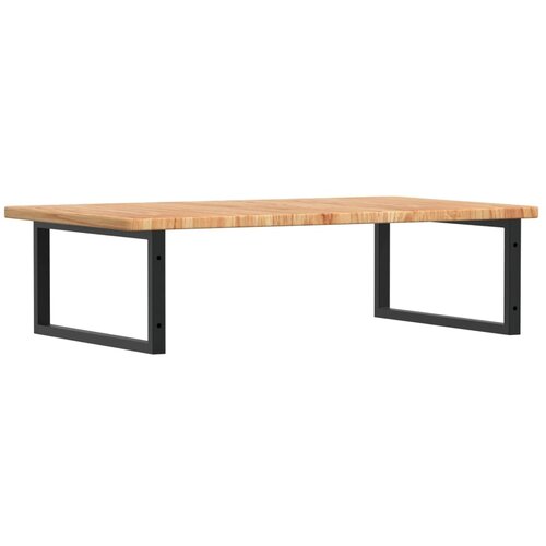  Zidna polica za umivaonik od čelika i masivne hrastovine Smeđa 100 x 60 x 2.5 cm Slike