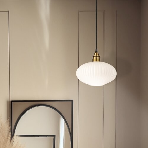  Visilica na sajli HECTOR 1xE27/15W/230V bela/mesing pr. 25 cm Slike