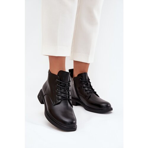 VINCEZA Insulated Leather Ladies Boots Low Heel Slike
