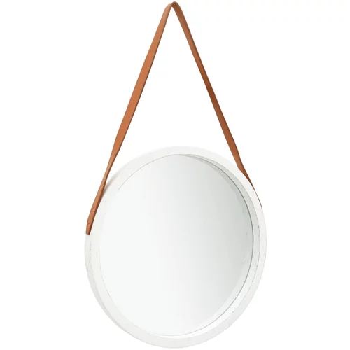 vidaXL zidno ogledalo s remenom 50 cm bijelo