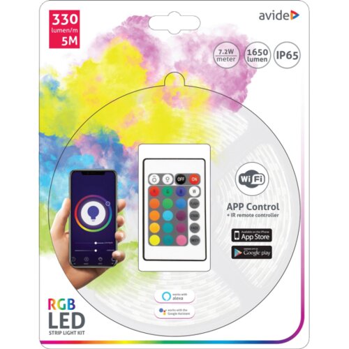 Avide LED traka sa daljinskim upravljačem,RGB,7.2W,12V,5 met.,WiFi &ndash; ABLSBL12V5050-30RGB-WIFI+IR Cijene