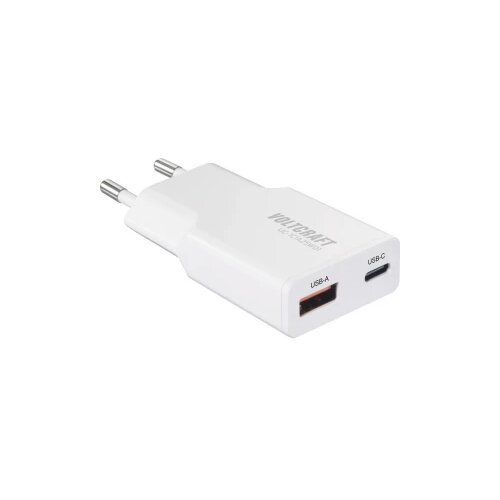 Voltcraft UC-1C1A25W01 USB punjač 25 W 1x USB-A, 1x USB-C&amp;reg; Fast Charge, Power Delivery 3.0 bijela GaN Slike