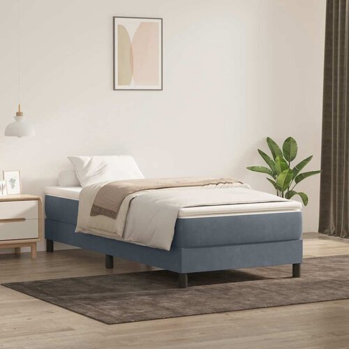 vidaXL Box spring postelja z vzmetnico temno siva 80x210 cm žamet Cene