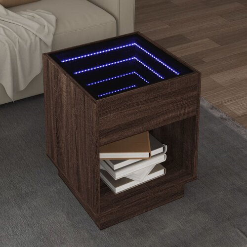 VidaXL Stolić s beskonačnim LED svjetlima boja hrasta 40x40x50 cm Slike