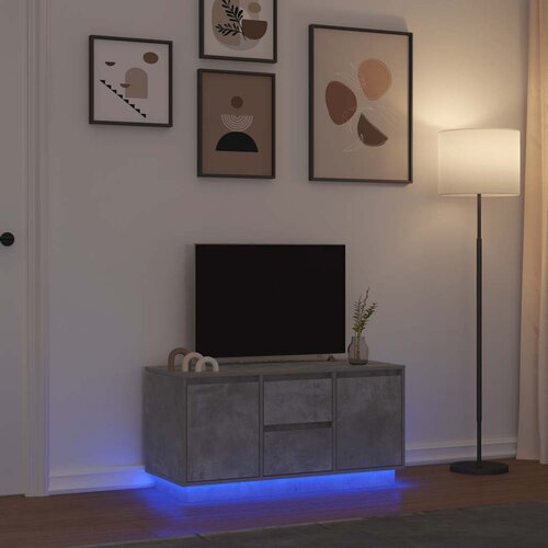 TV ormarić s LED svjetlima siva boja betona 100x41x50 cm Cene