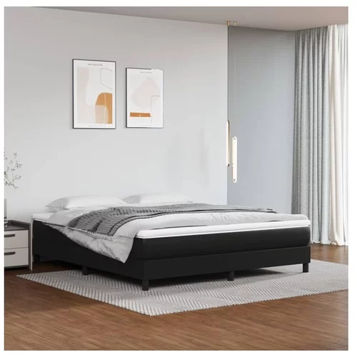 vidaXL Box spring postelja z vzmetnico črn 160x200 cm umetno