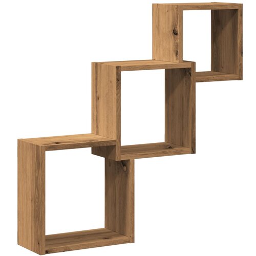 Maison Chic Stenske Police - Viseča polica v obliki kocke hrast 68x15x68cm inž. les, (21758665) Slike