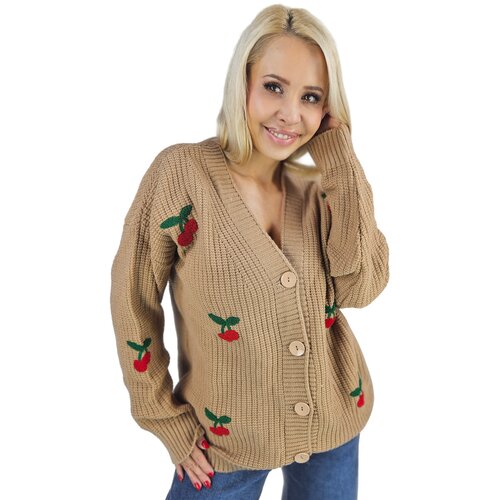 Pri Warm and cozy women's sweater with cherries in autumn LARAMIE Cijene