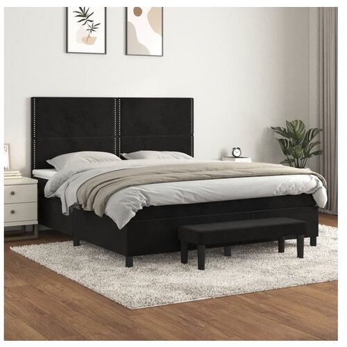 VidaXL Krevet s oprugama i madracem crni 180x200 cm bar&amp;scaron;unasti Slike