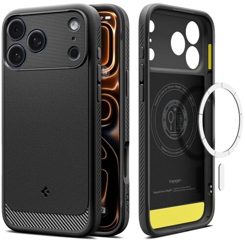 Spigen Rugged Armor MagSafe ovitek za iPhone 17 Pro ACS10329 - mat črna Slike