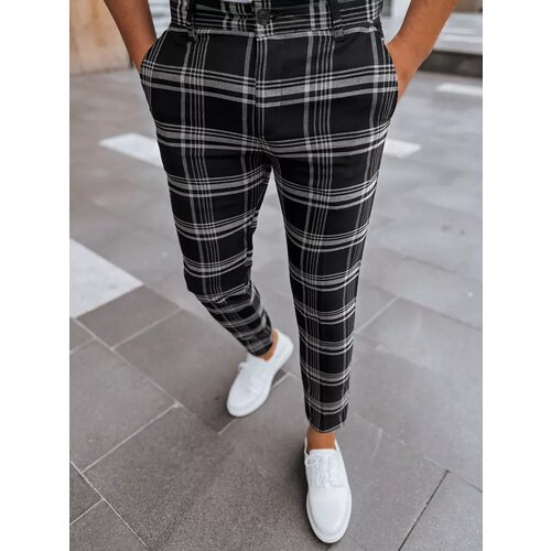 DStreet Men's Black Checkered Chino Trousers Slike