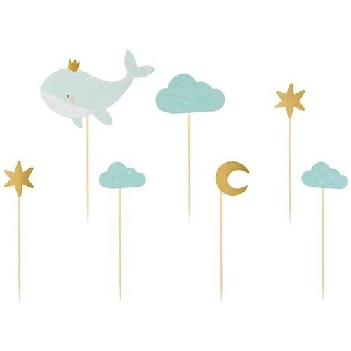 PARTY DECO topperji za tortice - whale, 11-13,5 cm (1 kos / 7 kos) Slike