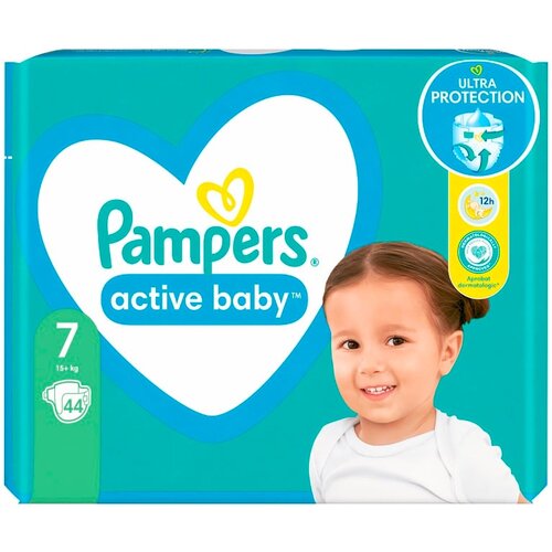 Pampers Active Baby pelene, veličina 7, 44 komada, 15kg+ Cene