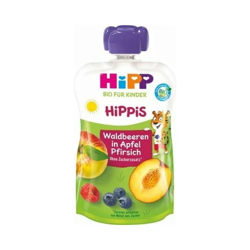 Hipp Bio vrečke s sadnim pirejem HiPPiS - Divje jagode v jabolčni breskvi