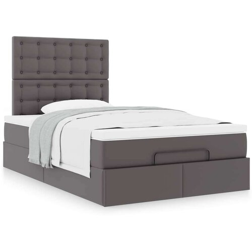 VidaXL otomanski okvir kreveta s madraca sivi 120x190cm umjetne kože Slike