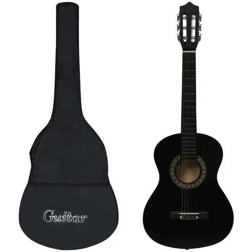 vidaXL Klasična gitara za početnike i djecu s torbom crna 1/2 34 "