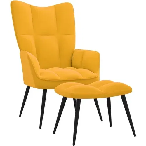  Stol za sproščanje s stolčkom gorčično rumen žamet