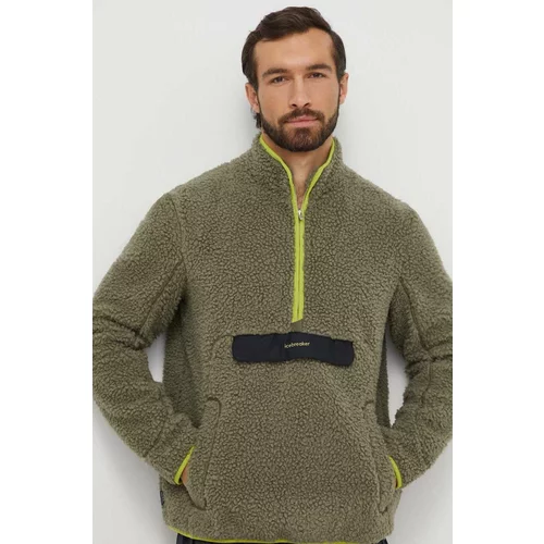 ICEBREAKER Športni pulover RealFleece Merino High Pile zelena barva
