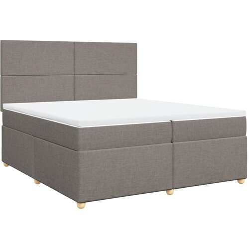 VidaXL Krevet s oprugama i madracem smeđesivi 200x200 cm od tkanine Slike
