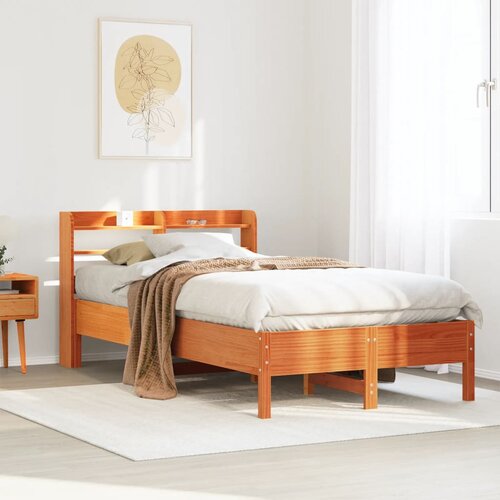 VidaXL Posteljni okvir brez vzmetnice vo&amp;scaron;čeno rjav 90x200 cm borovina Slike