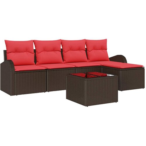  Set sofe s jastukom s pohranom 6 pcs Smeđa i crvena poliratan Slike