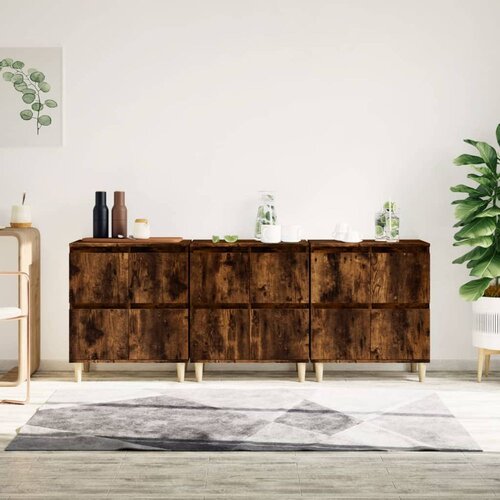  Komode 3 kom boja dimljenog hrasta 60x35x70cm konstruirano drvo Slike