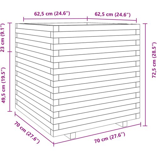  Vrtna sadilica bijela 70x70x72,5 cm od masivne borovine Slike