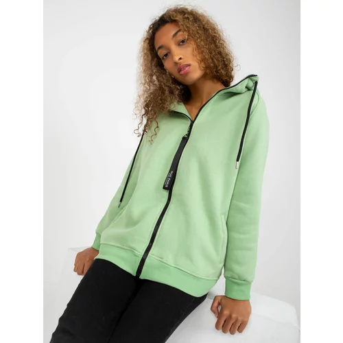 Fashion Hunters Basic light green RUE PARIS zipped sweatshirt