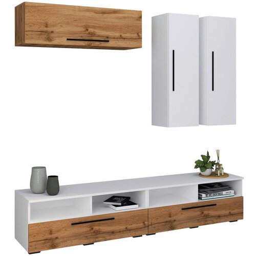 MID.YOU Dnevni Regal Arila, Barva Hrasta, Bela, 5-Delno Cene