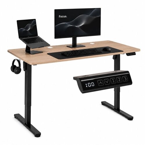 ModernHome Električni radni sto 140 &amp;times; 60 cm sa podesivom visinom 72&amp;ndash;118 cm, svetli hrast &amp;ndash; Slike