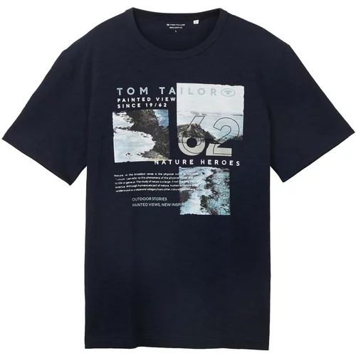 Tom Tailor Majica mornarska / pastelno modra / antracit / bela