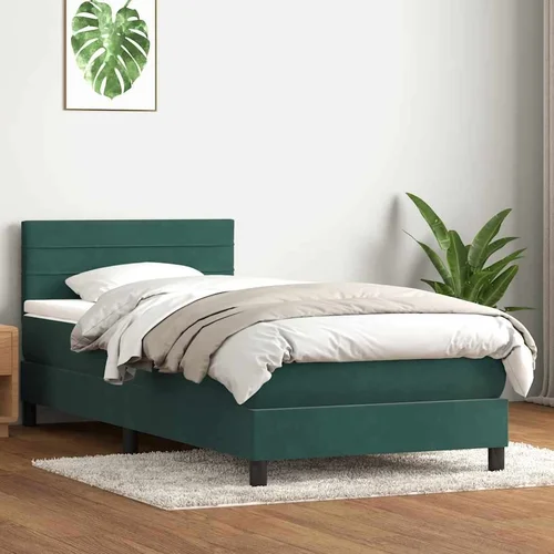 Box spring krevet s madracem tamnozeleni 100x210 cm baršunasti