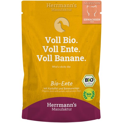 Herrmanns Varčno pakiranje Herrmann's Bio-Selection 40 x 100 g - Eko raca z eko krompirjem in eko bananovim čipsom Cene